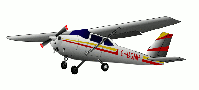Animated Cessna 172 flying across the sky